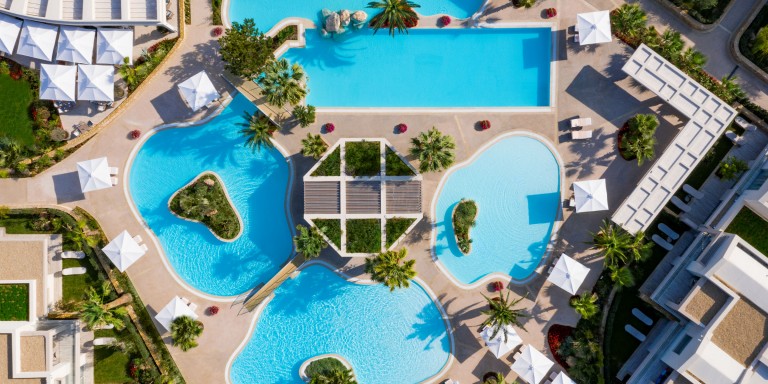 Porto Sani Pool Aerial View