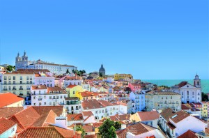 The colourful Alfama neighbourhood in Lisbon