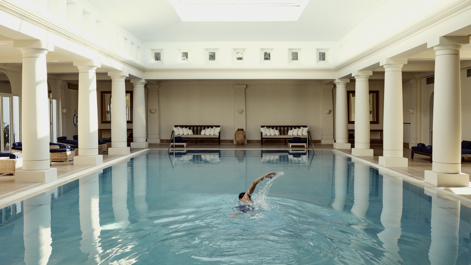 The luxury indoor pool at the Anassa